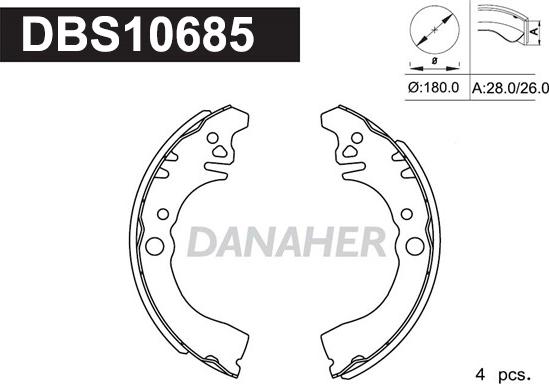 Danaher DBS10685 - Комплект тормозных колодок, барабанные autospares.lv