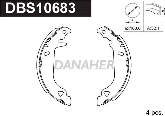 Danaher DBS10683 - Комплект тормозных колодок, барабанные autospares.lv