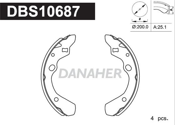 Danaher DBS10687 - Комплект тормозных колодок, барабанные autospares.lv