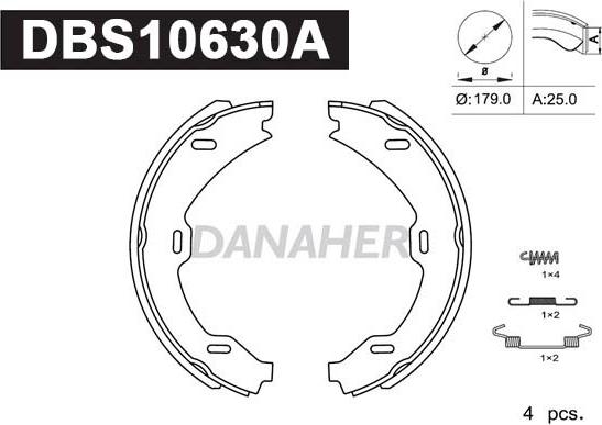 Danaher DBS10630A - Комплект тормозов, ручник, парковка autospares.lv