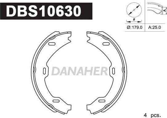 Danaher DBS10630 - Комплект тормозов, ручник, парковка autospares.lv