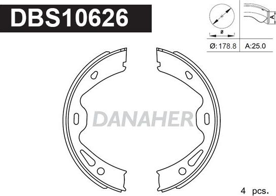 Danaher DBS10626 - Комплект тормозов, ручник, парковка autospares.lv