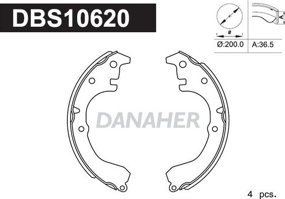 Danaher DBS10620 - Комплект тормозных колодок, барабанные autospares.lv