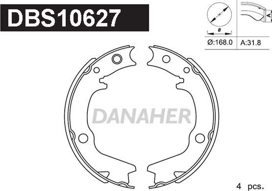 Danaher DBS10627 - Комплект тормозов, ручник, парковка autospares.lv