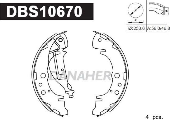 Danaher DBS10670 - Комплект тормозных колодок, барабанные autospares.lv