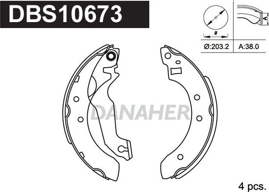 Danaher DBS10673 - Комплект тормозных колодок, барабанные autospares.lv