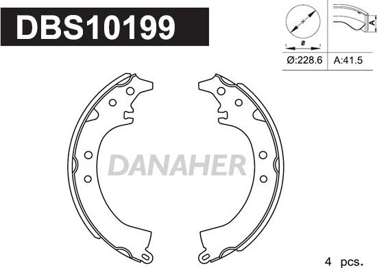 Danaher DBS10199 - Комплект тормозных колодок, барабанные autospares.lv