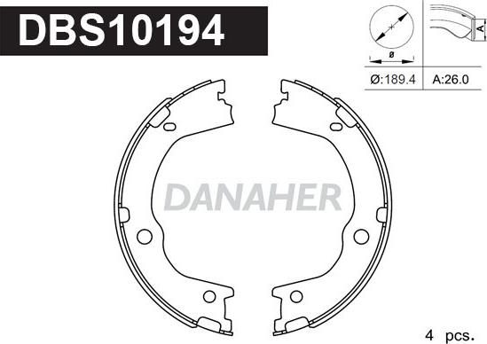 Danaher DBS10194 - Комплект тормозов, ручник, парковка autospares.lv