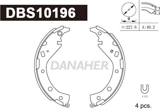 Danaher DBS10196 - Комплект тормозных колодок, барабанные autospares.lv