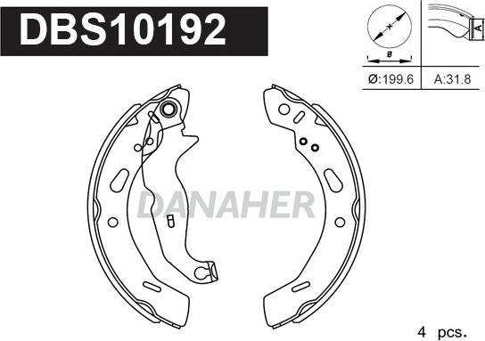 Danaher DBS10192 - Комплект тормозных колодок, барабанные autospares.lv