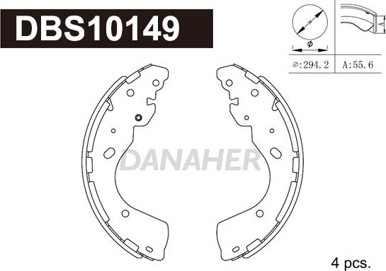 Danaher DBS10149 - Комплект тормозных колодок, барабанные autospares.lv