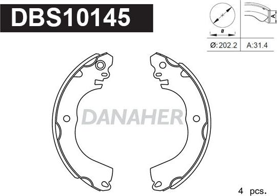 Danaher DBS10145 - Комплект тормозных колодок, барабанные autospares.lv