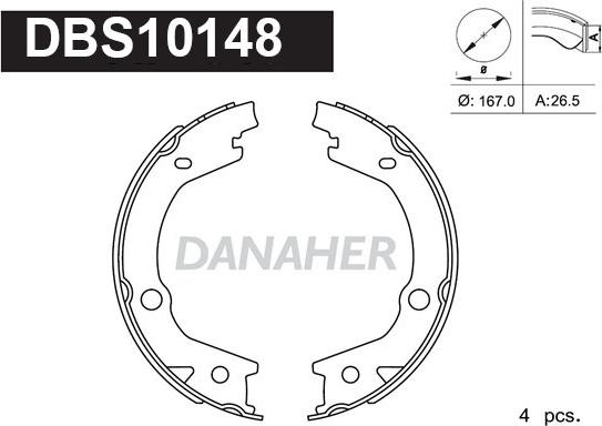 Danaher DBS10148 - Комплект тормозов, ручник, парковка autospares.lv