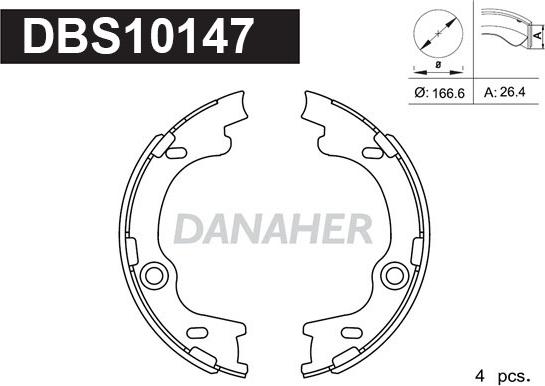 Danaher DBS10147 - Комплект тормозов, ручник, парковка autospares.lv