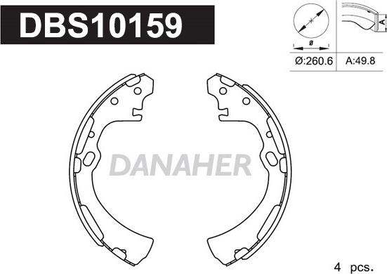 Danaher DBS10159 - Комплект тормозных колодок, барабанные autospares.lv