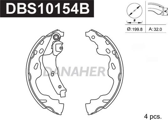 Danaher DBS10154B - Комплект тормозных колодок, барабанные autospares.lv