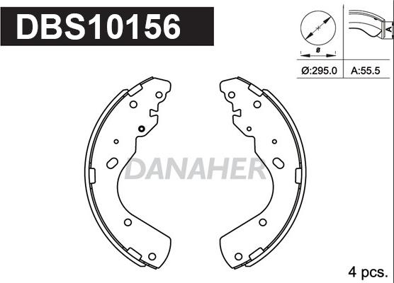 Danaher DBS10156 - Комплект тормозных колодок, барабанные autospares.lv