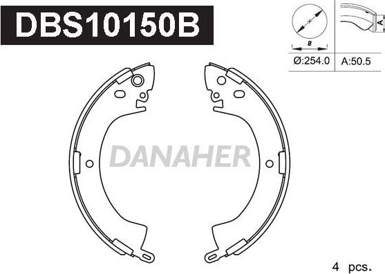 Danaher DBS10150B - Комплект тормозных колодок, барабанные autospares.lv