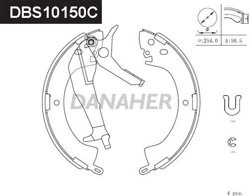 Danaher DBS10150C - Комплект тормозных колодок, барабанные autospares.lv