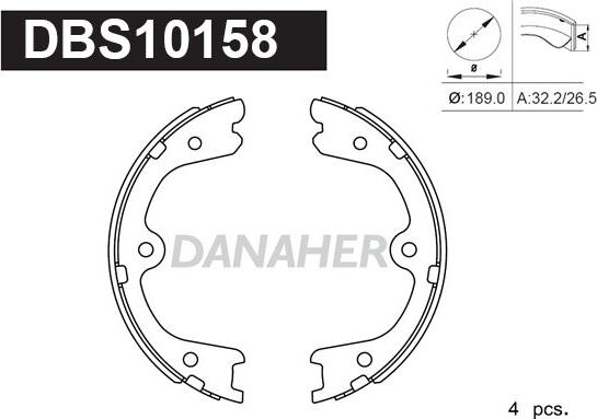 Danaher DBS10158 - Комплект тормозов, ручник, парковка autospares.lv