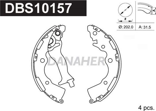 Danaher DBS10157 - Комплект тормозных колодок, барабанные autospares.lv