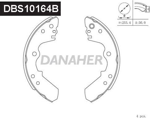 Danaher DBS10164B - Комплект тормозных колодок, барабанные autospares.lv
