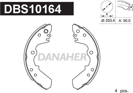 Danaher DBS10164 - Комплект тормозных колодок, барабанные autospares.lv