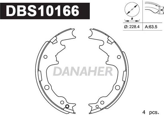 Danaher DBS10166 - Комплект тормозных колодок, барабанные autospares.lv