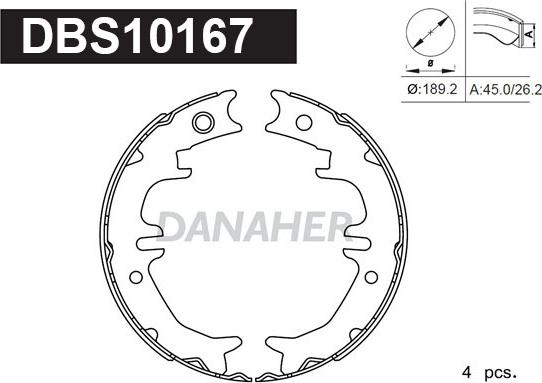 Danaher DBS10167 - Комплект тормозов, ручник, парковка autospares.lv