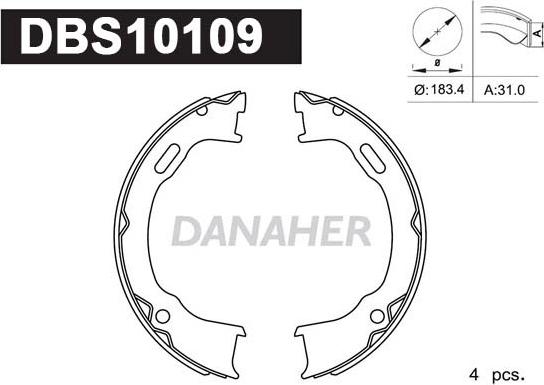 Danaher DBS10109 - Комплект тормозов, ручник, парковка autospares.lv