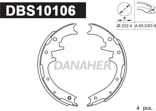 Danaher DBS10106 - Комплект тормозных колодок, барабанные autospares.lv