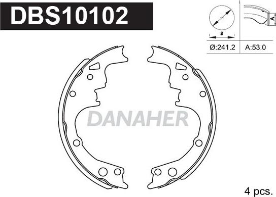 Danaher DBS10102 - Комплект тормозных колодок, барабанные autospares.lv