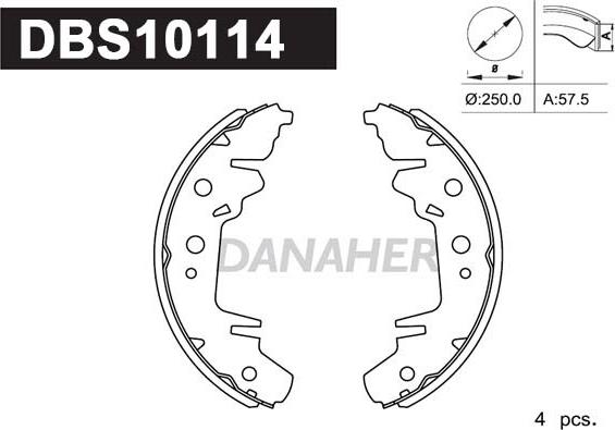 Danaher DBS10114 - Комплект тормозных колодок, барабанные autospares.lv