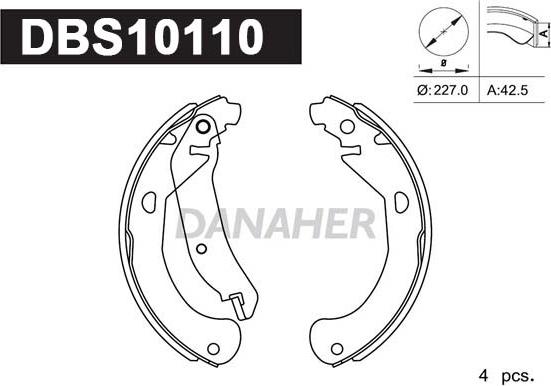 Danaher DBS10110 - Комплект тормозных колодок, барабанные autospares.lv