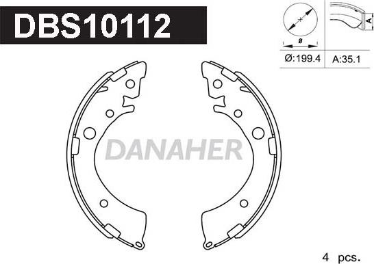 Danaher DBS10112 - Комплект тормозных колодок, барабанные autospares.lv