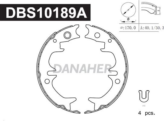 Danaher DBS10189A - Комплект тормозов, ручник, парковка autospares.lv