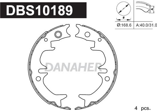 Danaher DBS10189 - Комплект тормозов, ручник, парковка autospares.lv