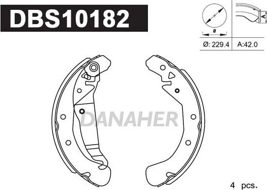 Danaher DBS10182 - Комплект тормозных колодок, барабанные autospares.lv