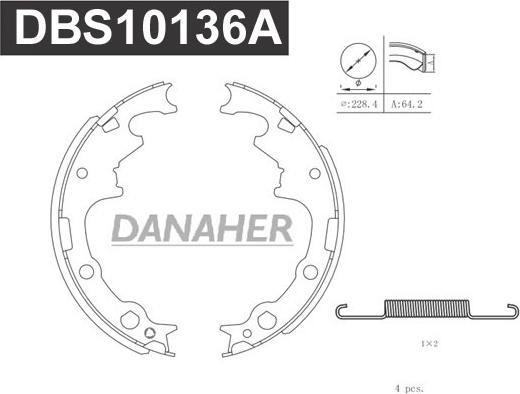 Danaher DBS10136A - Комплект тормозных колодок, барабанные autospares.lv