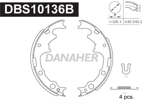 Danaher DBS10136B - Комплект тормозных колодок, барабанные autospares.lv