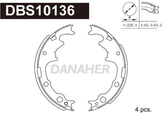 Danaher DBS10136 - Комплект тормозных колодок, барабанные autospares.lv