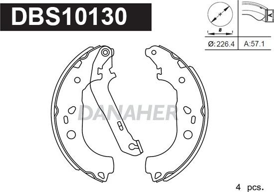 Danaher DBS10130 - Комплект тормозных колодок, барабанные autospares.lv