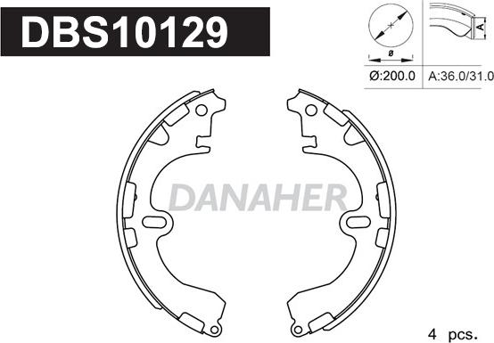 Danaher DBS10129 - Комплект тормозных колодок, барабанные autospares.lv