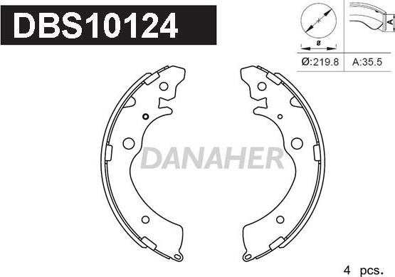 Danaher DBS10124 - Комплект тормозных колодок, барабанные autospares.lv