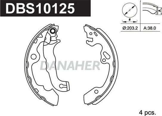 Danaher DBS10125 - Комплект тормозных колодок, барабанные autospares.lv