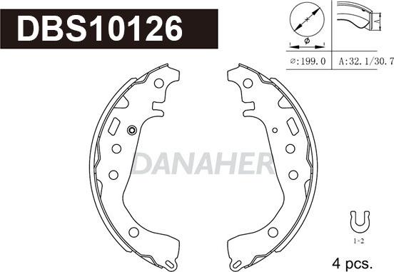 Danaher DBS10126 - Комплект тормозных колодок, барабанные autospares.lv