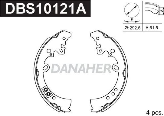 Danaher DBS10121A - Комплект тормозных колодок, барабанные autospares.lv