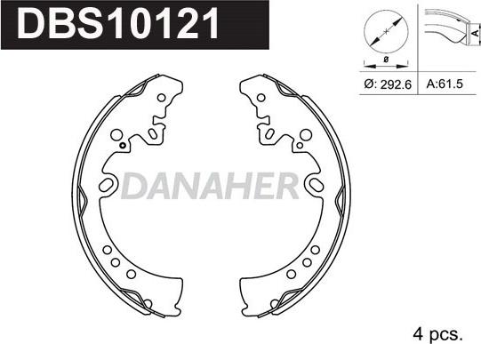 Danaher DBS10121 - Комплект тормозных колодок, барабанные autospares.lv