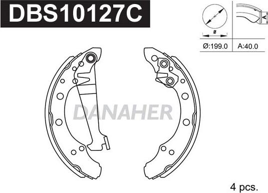 Danaher DBS10127C - Комплект тормозных колодок, барабанные autospares.lv