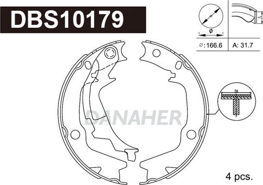 Danaher DBS10179 - Комплект тормозов, ручник, парковка autospares.lv